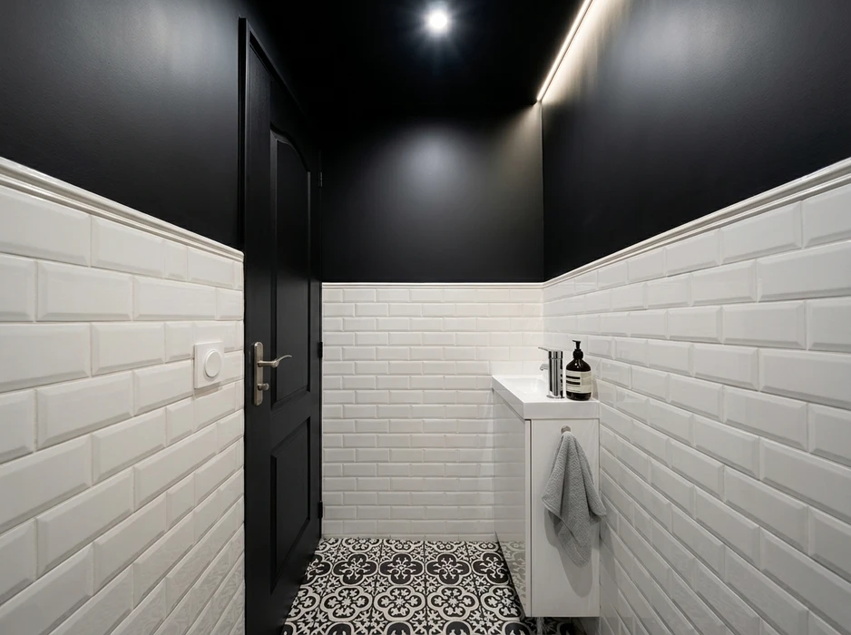 Toilettes design minimaliste noir et blanc